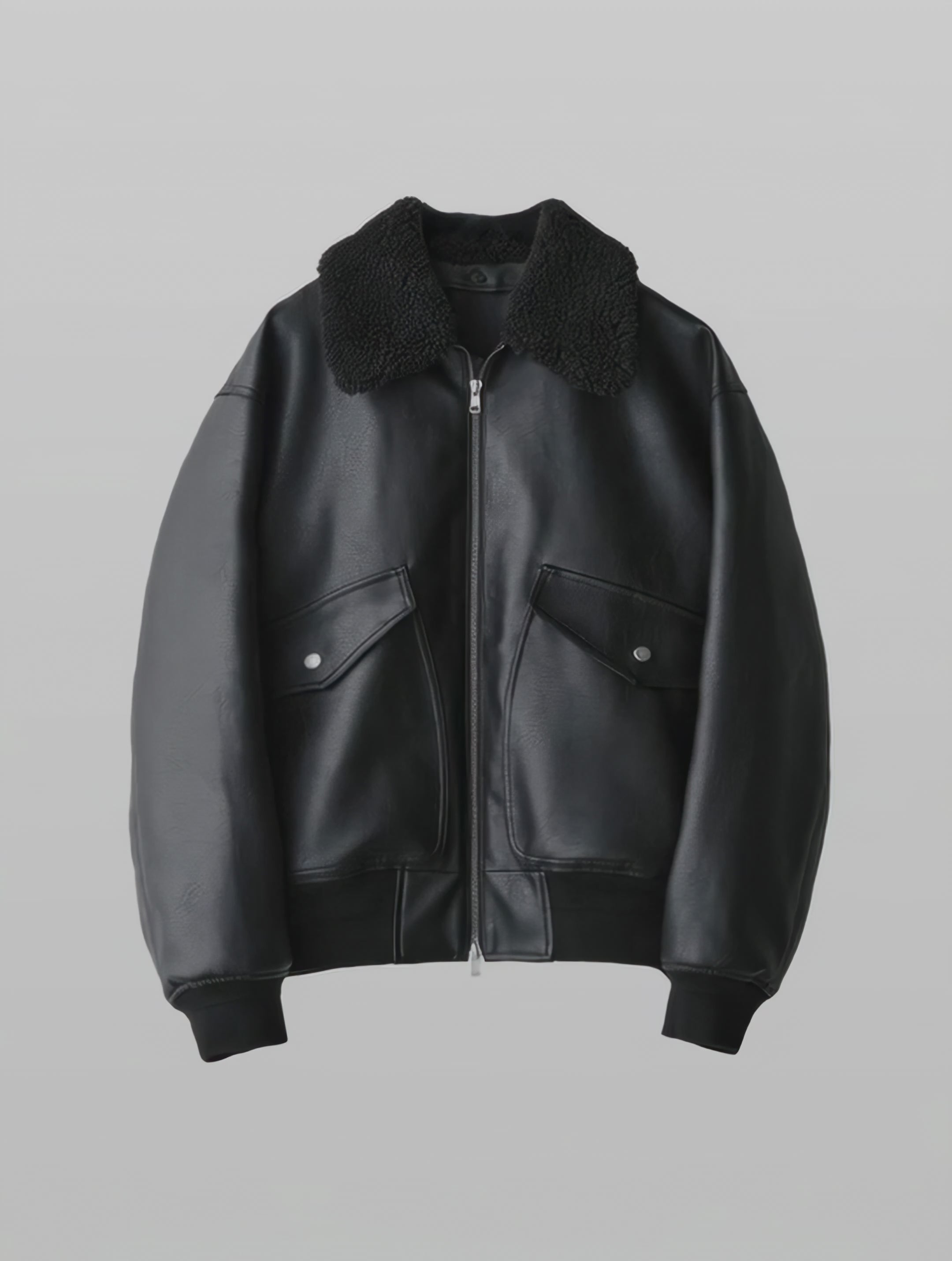 Detachable Boa Artificial Grain Flight Blouson