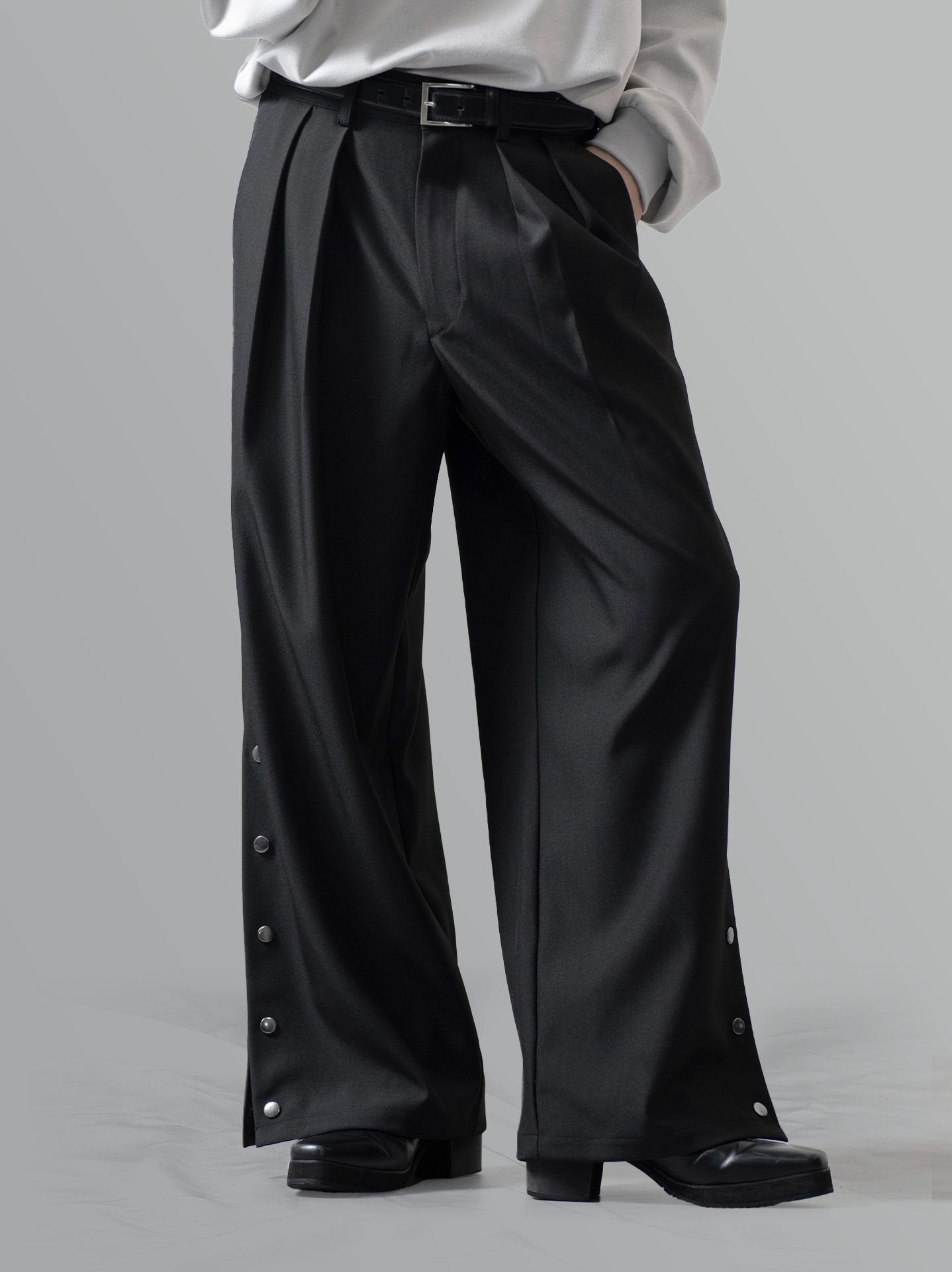 Side Button Wide Pants