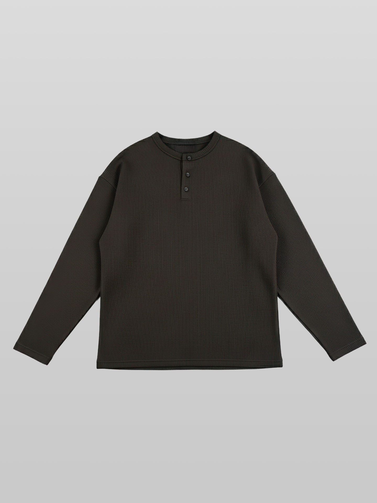 Ribbed Henley Neck T-Shirt