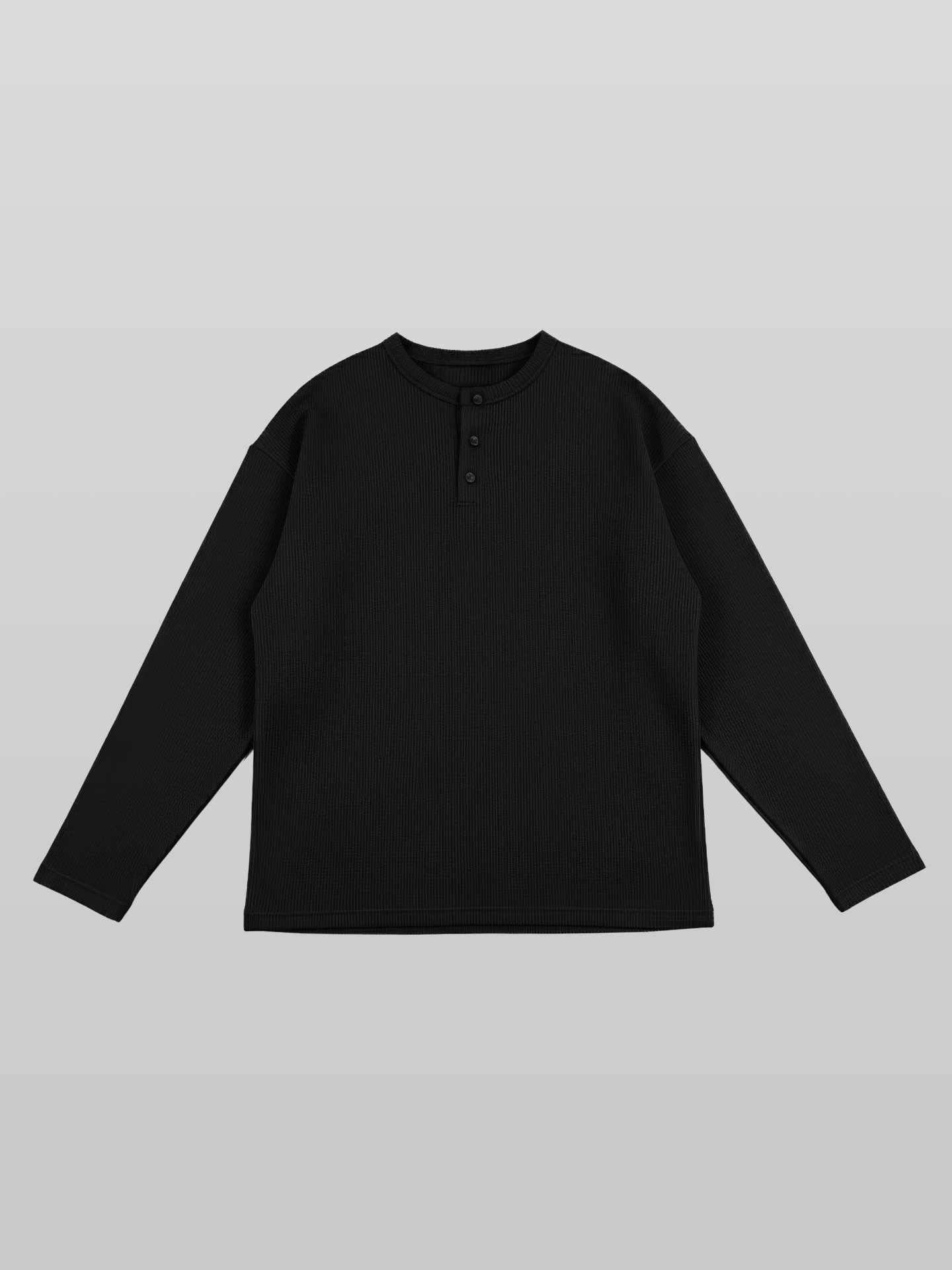 Ribbed Henley Neck T-Shirt