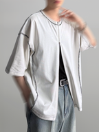 Double-Zip 2-Way T-Shirt white – Detail | clean essentials / relaxed fit | UNPROVEN